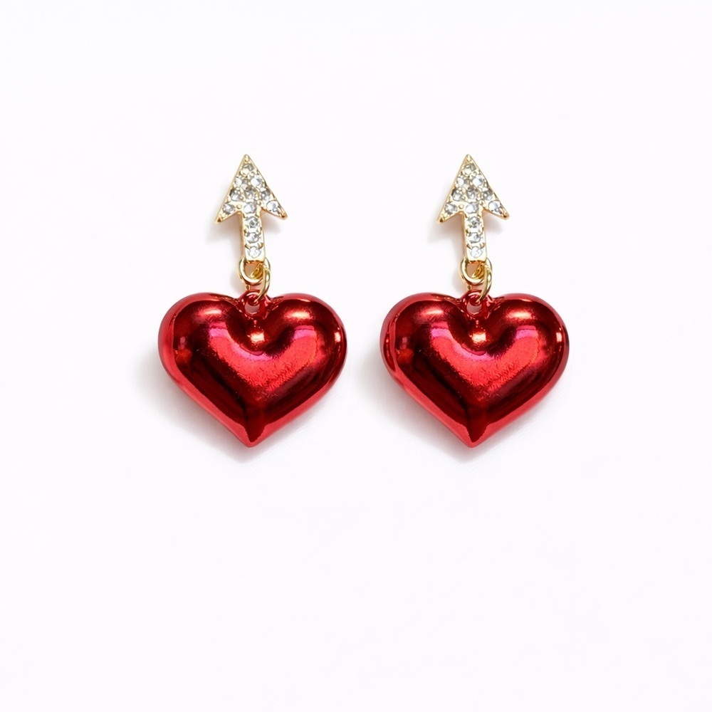 ⚜️ Heart Arrow Red Earrings